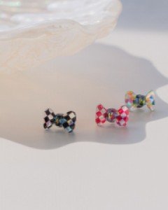 체크리본 피어싱 (낱개)