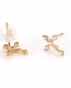 [제나벨라] 14K 18K골드 심플 데일리침귀걸이 크로스 귀걸이