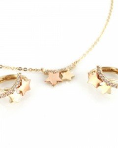 [제나벨라] 14K18K별 투톤골드 귀걸이,목걸이 코지마 세트