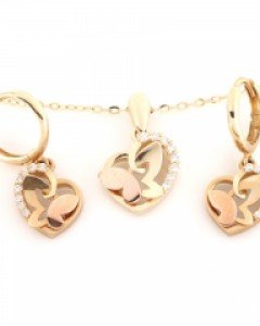 [제나벨라] 14K18K하트 나비 귀걸이,목걸이 엘사 세트