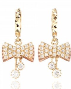 [제나벨라] 14K 18K 핑크골드 리본 원터치링 수잔 귀걸이