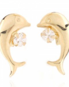 [제나벨라] 14K 18K골드 심플 데일리침귀걸이 큐트 돌핀 귀걸이
