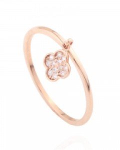 [제나벨라] 14K18K심플 딸랑이 핑크 클로버 반지