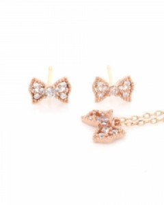 [제나벨라] 14K18K 핑크골드 리본 여자 크리스티 세트
