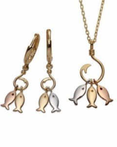 [제나벨라] 14K18K깜찍한 귀여운 귀걸이,목걸이 여성 큐트 피쉬 세트