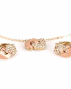 [제나벨라] 14K18K하트 핑크투톤골드 귀걸이,목걸이 트리샤 세트