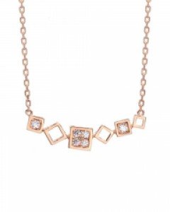 제나벨라 14K 18K 골드 포인트 데일리 핑크 스퀘어 목걸이