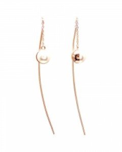 [제나벨라] 14K 18K 로즈 진주 체인귀걸이 진주 스틱 드롭 귀걸이