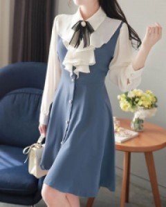 (브롯치셋트)프릴아가씨 원피스 a0654