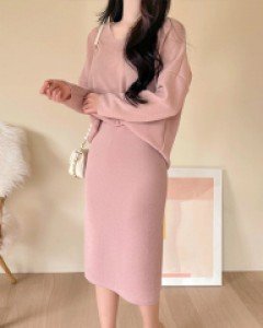 (2종세트) 비루즈핏 브이티와 밴딩미디스커트 a1223