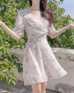 라일락셔링 가슴랩 A라인 원피스 a2462