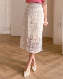 플라워레이스 H라인 옆트임 스커트 a2783