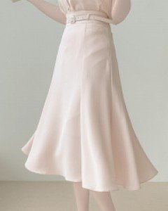 (벨트세트) 크리미 A라인 스커트 a2430