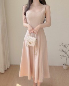 프린 실루엣 뷔스티에 플레어 원피스 a2927