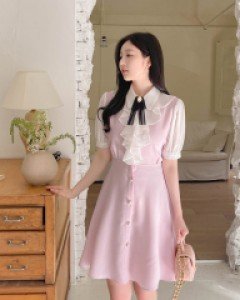(브로치set) 럽미 배색 원피스 a2949