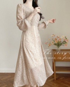 미르쉬 플라워 브이랩 셔링 쉬폰 원피스 a2484