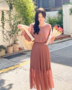 밀리에 쉬폰 플리츠롱 원피스 a3015