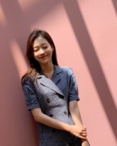 Double-button check dress