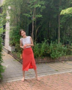 High Waist button Skirt