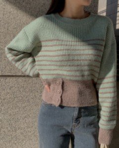 Stripe Button Knit
