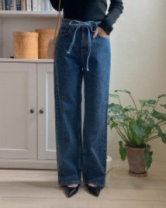 Delia bowknot denim pants