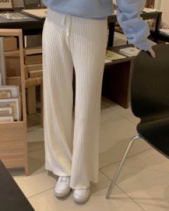 Black Corrugated Knit Pants