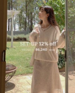 [Set Discount 12% / MADE,CRKO] Hepburn Floor One Piece & V-neck Knit