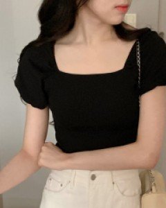 Once Shirring Ribbed T-shirt