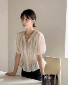 Silk Shirring Blouse
