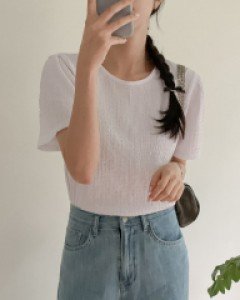 Wrinkle Short-sleeve Blouse