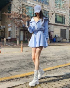 [9514]세일러 집업&스커트 세트