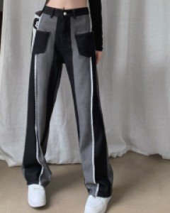 [3175]인사이드 배색 데님와이드팬츠