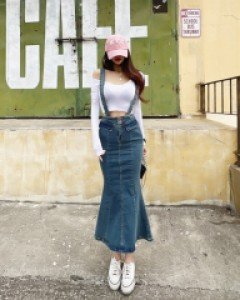 [4025]레이디 머메이드 멜빵스커트