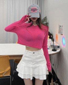 [1345]촉촉 시스루 크롭긴팔티