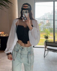 [2233]실루엣퍼프 끈 볼레로