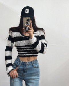 [1104]슬림걸 스트패드 니트티