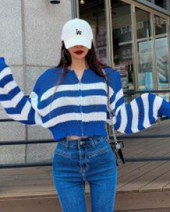 [2255]쿠키 스트 니트집업