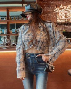 [1161]체크어텀 셔츠&탑세트