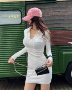 [4470]코르셋XX 카라 미니원피스