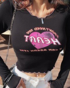 [1279]키치 핑크하트 크롭티