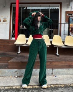 [9609]벨벳 도톰베이직 후드집업&팬츠 세트