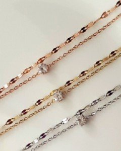 미오스 큐빅 두줄 체인 써지컬 팔찌