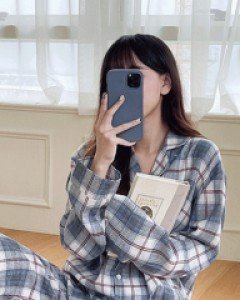 [당일발송] 그리너리체크 - 투피스 파자마