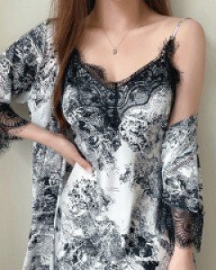 [캡] 에스더 슬립+가운 세트