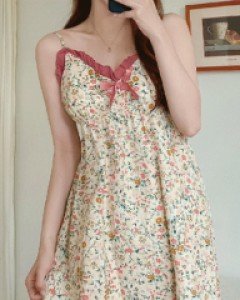 [캡내장] 꽃길 - 나시 원피스파자마, 투피스파자마