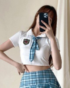 하늘체크 크롭 교복세트
