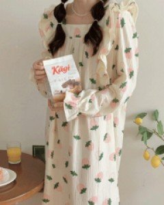 프릴 스트로베리 - 긴팔 원피스파자마