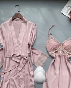 [캡]러블리 슬립+가운 세트