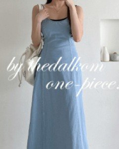 아일렛끈 연청 나시롱원피스