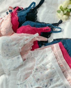 2cm [ABC/노와이어] 스프링플라워패턴 브라팬티 - 브라세트
